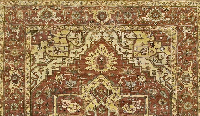Antique Serapi collection rug with intricate geometric medallion design