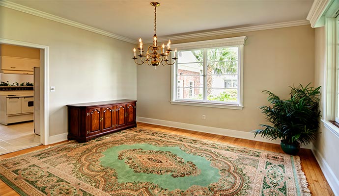 Clean rug on wooden floor