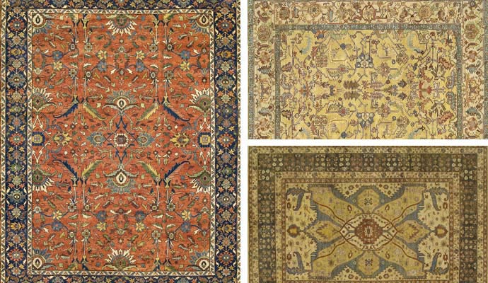 Collage of different types of Tradtional rugs