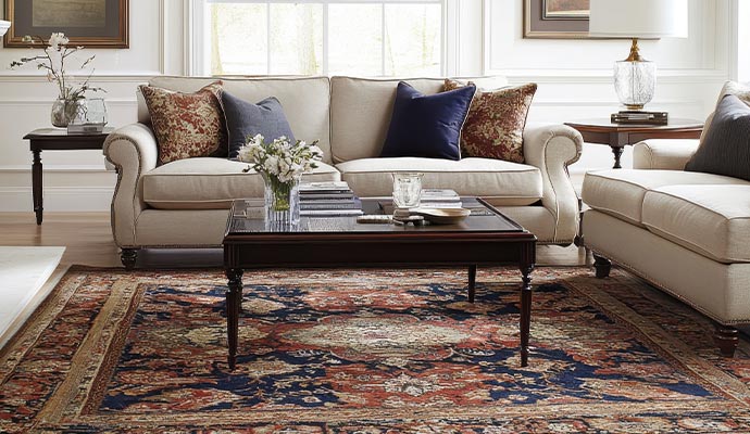 Contemporary rug in living room
