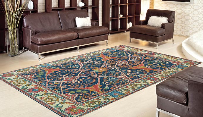 Custom rug in living room floor Custom rug in living room floor