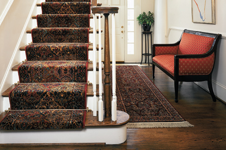 Decorated stairs with Rugs