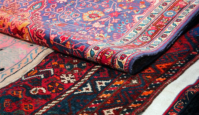 Folded oriental rug