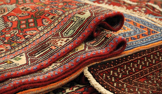 Folded Oriental rugs