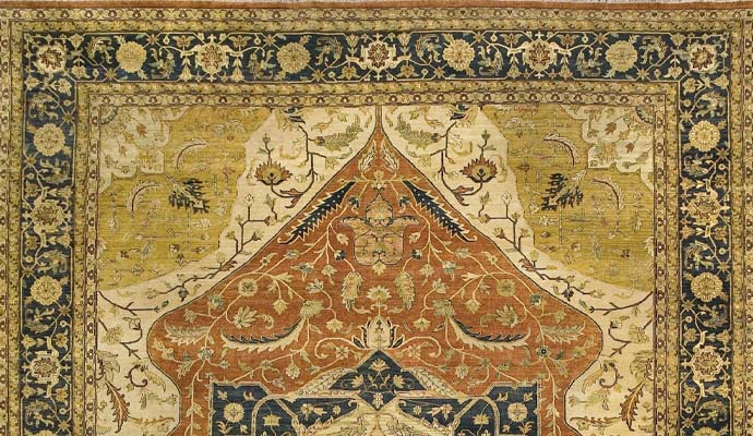 Heriz reserve collection traditional oriental rug with center medallion