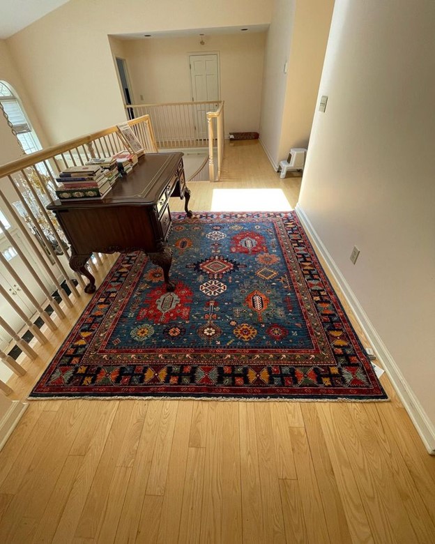 Aryana rug in upstairs landing area in 8'x8'