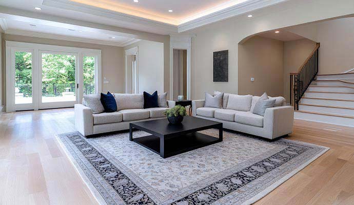 Living room with an oriental area rug