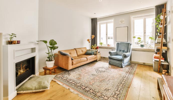 Modern interior with rug