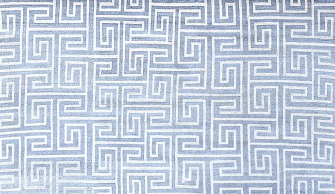 Neo Villa Damask collection transitional rug with light blue geometric pattern