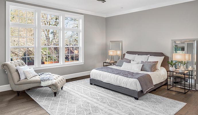 Contemporary rug in a bed room