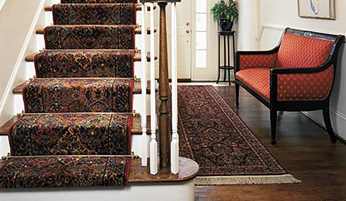 A rug on the staircase