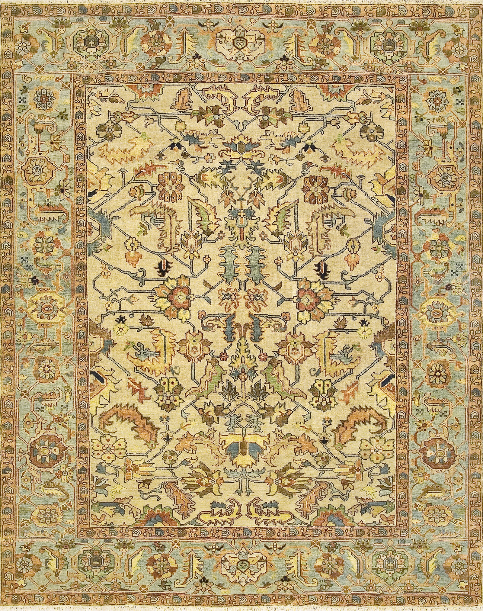 Antique Serapi 203CS Ivory / Blue