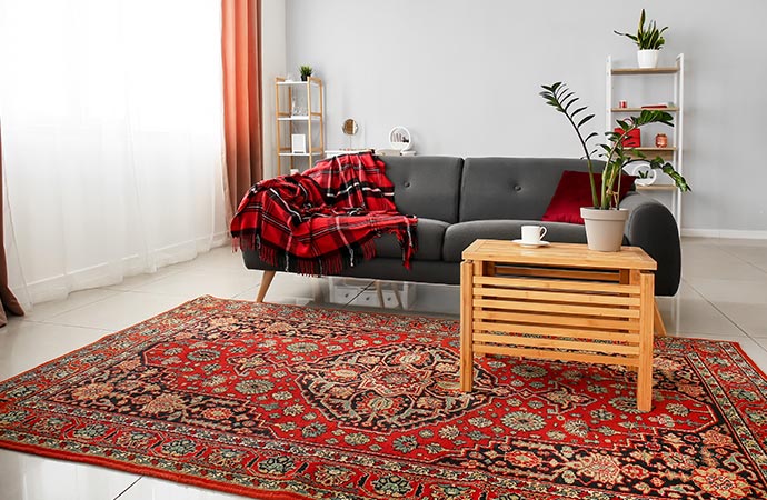 Red color traditional rug